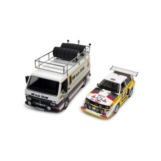 VW LT45 mit Audi S1 Rally  und Trailer Avant slot audi mit Trailer und Bus Slotcar AVRSV2301